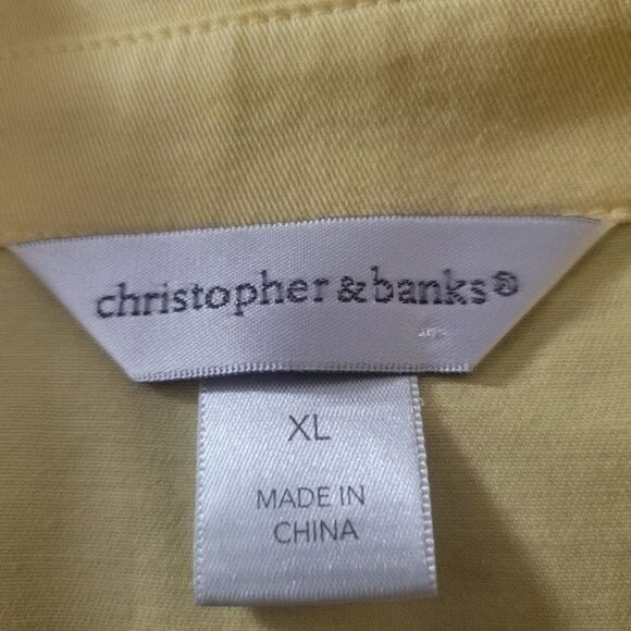 Christopher & Banks Blouse Yellow button down XL light blazer top women's EUC - Picture 10 of 11